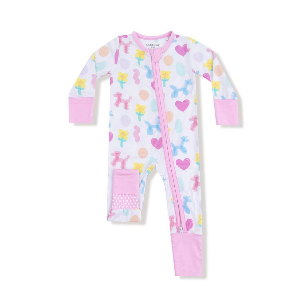 NEW ANGEL DEAR girls two way zipper romper in balloon animals pink